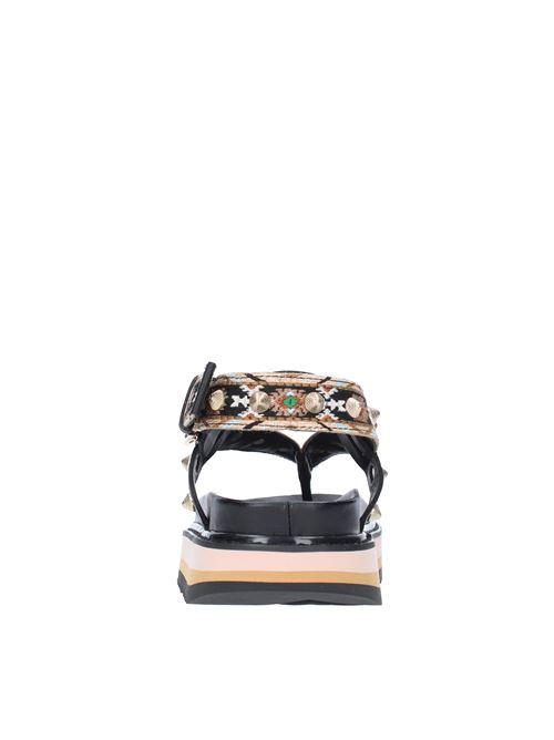 Sandali flat infradito in tessuto e pelle ASH | UNO 01NERO/NUDE